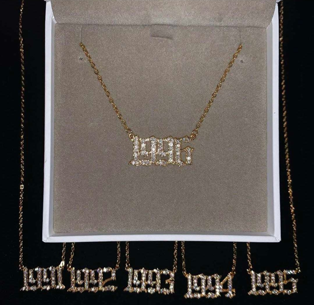 Birth Year Necklace - Gold